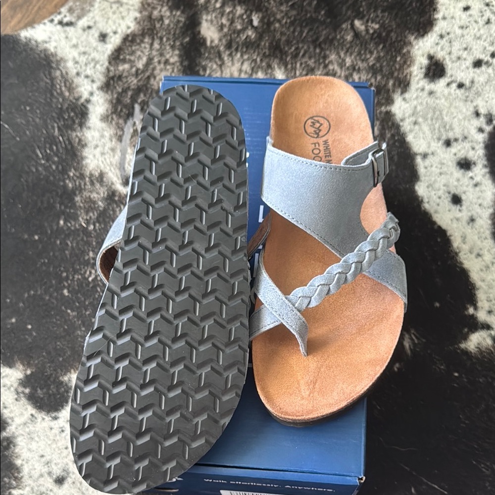 White Mountain Braided Blue Sandals - Picture 3 of 6